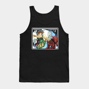 St Michael Slays the Evil One - White Outlined Version Tank Top